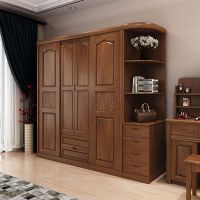 怡红院 实木衣柜推拉门现代简约经济型卧室组装柜子省空间转角大衣柜