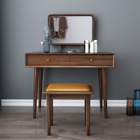 怡红院 北欧 实木梳妆台胡桃木一体轻奢化妆桌多现代简约功能化妆台