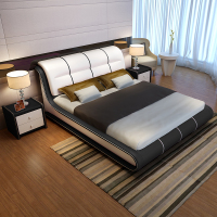 怡红院 床 主卧现代简约真皮床卧室双人床婚床1.8米1.5榻榻米软包大小户型