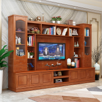 怡红院 电视柜 中式实木电视背景墙柜客厅储物组合高电视柜现代简约影视酒柜地柜