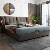 怡红院 床 皮床现代简约主卧真皮双人床1.8米1.5米储物皮艺软包卧室婚床