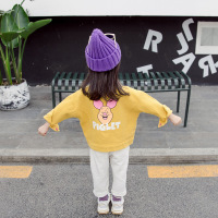2020春新款后背卡通猪牛仔外套韩版夹洋气男女童装潮黄色后背卡通猪外套80cm