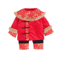 婴童唐装拜年服印花加厚复古民族风拜新年装