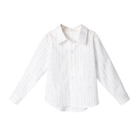 韩版童装儿童长袖衬衫秋冬新款男童棉质字母印花衬衫潮 白色