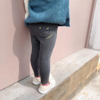 2019冬季新款儿童裤子保暖棉裤韩版女童后口袋笑脸加绒小脚裤