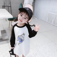 2020女童长袖T恤新款秋装卡通拼色打底衫打底裤