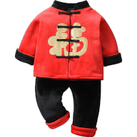 冬新款家居儿童棉服加厚棉抓周服婴儿棉衣新年纯棉拜年服新年唐装