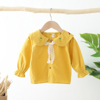 女童2019秋装新款衬衫长袖儿童中小童刺绣棉衬衣女宝宝开衫上衣潮