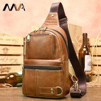 MVA 复古Chest pack户外斜挎胸包大容量真皮男单肩包耳机孔男潮包8800