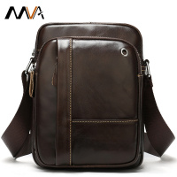 MVA 休闲男士真皮单肩包户外休闲耳机孔斜跨邮差小包9055
