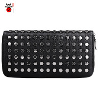 山奇品一山奇品一商务个性横款钱包女手拿包零钱包pu铆钉多卡位长款钱包男