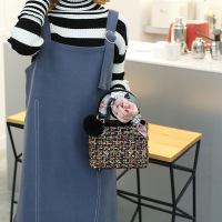 姿瑟8004呢子毛呢绒2020新款迷你斜挎菱格链条手提包戴妃包女