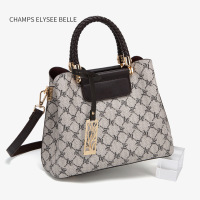 姿瑟包包女新款2020复古大容量单肩斜挎包韩版印花水桶手提包中包bag