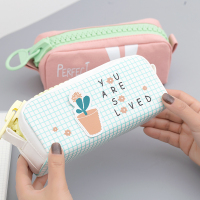 大学生笔袋创意可爱女生韩版简约帆布大容量铅笔袋初中生拉链文具袋中小学生用文具盒多功能批发