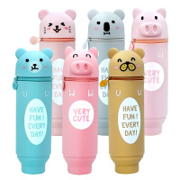 笔筒式笔袋女简约网红文具盒初中生铅笔袋韩国创意可爱小清新小学生大容量少女心硅胶笔盒日本男儿童