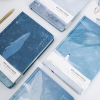 创意卡通插画彩页手账本小清新唯美系鲸鱼海洋插画本韩版学生笔记本男女生手帐本日记本子文具