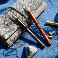 竹节檀木黄铜笔创意中国风原木质签字笔商务办公礼品笔广告笔学生黑色水笔0.5mm宝珠笔个性中性笔刻字印logo