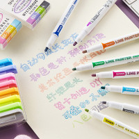 【苏宁好货】双线轮廓笔荧光彩色标记笔学生用一套记号笔粗划重点淡色系糖果色手账笔银光色马克笔可爱双色神仙手帐啫喱笔