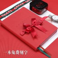 【苏宁好货】A5商务记事本红色绑带工作会议记录本简约复古中国风笔记本子网格手账本大学生日记本定制本子可印logo