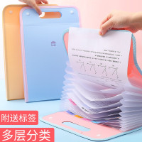 【苏宁好货】手提式多层文件夹风琴包学生用科目分类文件袋A4学科试卷夹书夹子高中生透明插页手提袋拎书本收纳袋整理神器