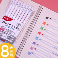 韩国慕娜美荧光色笔勾线笔彩色中性笔水性柔和学生用个性简约黑笔韩版创意一套做笔记专用套装糖果色细