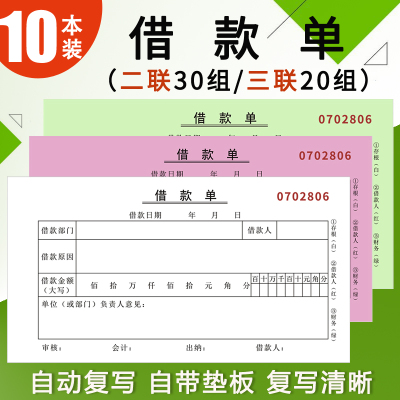 二联借款单三联借据暂支单借条款借支凭证领款审批单请款单定制