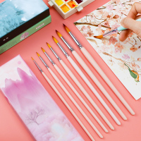 水彩画笔套装7支装尼龙毛画笔美术专用初学者专业动物毛手绘圆头水粉水彩颜料勾线笔画画毛笔