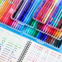 3000纤维笔彩色中性笔套装做笔记专用糖果色少女心水性笔软头手帐笔手绘细头水笔七色学生36色