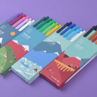 色彩研究所彩色中性笔五只装按动水笔0.5mm可替换水性笔子走珠笔糖果色圆珠笔不漏墨磨砂笔杆文具