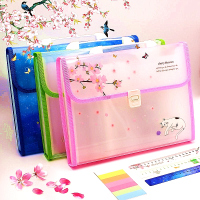 风琴包文件夹多层插页学生用女卡通可爱试卷收纳小清新韩版夹手提小学生资料带标签大容量少女心简约分类夹