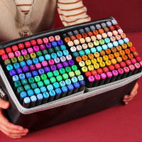 抖音同款马克笔便宜套装学生动漫美术画双头绘水彩1000色最炫三角