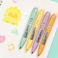 按动式莫兰迪色荧光笔学生用标记划重点淡色系记号笔套装