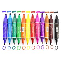 海报记号笔马克笔双头水彩笔12色24色套装大头笔油性pop笔绘画8色