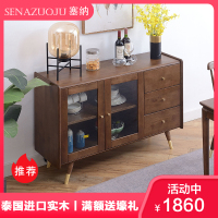 塞纳左居(Sena Zuoju) 餐边柜 现代简约实木餐边柜 玻璃储物柜 创意收纳柜展示柜 办公室书柜茶水柜