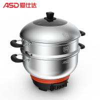 ASD/爱仕达电热锅AZ-Y30J106家用多功能电炒锅电火锅电蒸锅304食品级不锈钢方便快捷