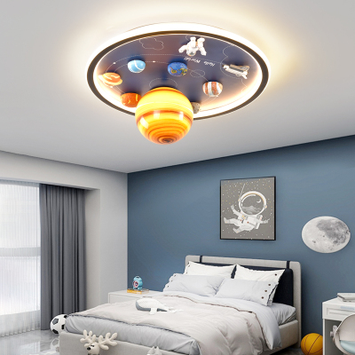 辛羽轻奢儿童房创意卡通灯宇航员太空星球灯现代简约LED吸顶灯护眼卡通