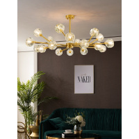 辛羽全铜轻奢客厅水晶分子吊灯北欧简约现代卧室餐厅2021新款网红灯具