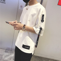 2020新款夏季五分袖短袖t恤男纯棉七分袖潮牌潮流半袖宽松衣服ins