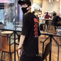 2020新款夏季短袖t恤男七分袖衣服潮流半袖学生韩版bf宽松五分袖