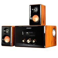 多媒体有源组合音响台式电脑家用木质蓝牙音箱2.1重低音炮多功能 柚木木纹-蓝牙版