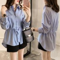 大码遮肚减龄秋装衬衫女2019新款胖mm显瘦收腰上衣时尚洋气衬衣