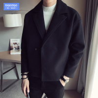 男士秋冬季毛呢子大衣加肥加大码胖子宽松英伦风短款外套韩版风衣