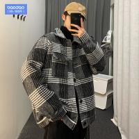 冬季英伦风格子毛呢大衣男士短款胖子大码2020年新款潮流加厚外套