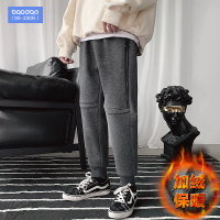 加绒裤子男秋冬季大码港风宽松直筒束脚卫裤韩版潮流百搭休闲长裤