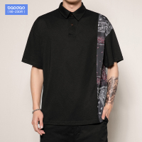夏季潮男士印花POLO衫国潮短袖T恤加肥加大码胖子宽松ins半袖体恤