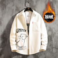 2020年冬季新款加绒衬衫男衬衣加厚保暖内搭打底衫加肥加大码卡通