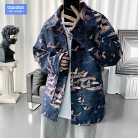 仙鹤印花夹克男潮牌秋装大码2020新款宽松上衣帅气潮流秋冬季外套