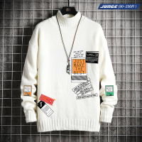 冬季半高领毛衣男加肥加大码针织线衣外套潮流潮牌ins打底衫内搭