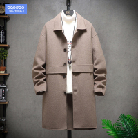 冬季拼接中长款日系毛呢大衣男士潮牌宽松帅气风衣加厚呢子潮外套