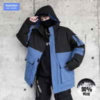 冬季拼色工装羽绒服男士潮牌短款大码2020年新款潮流帅气加厚外套